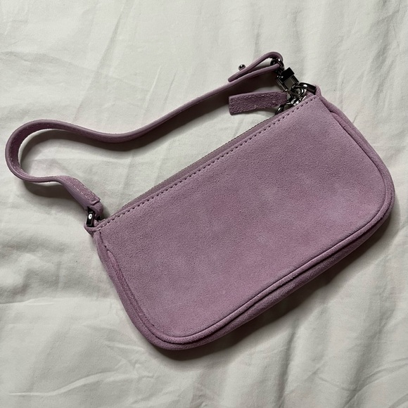 BY FAR Mini Rachel Shoulder Bag in Purple Suede - Picture 3 of 8
